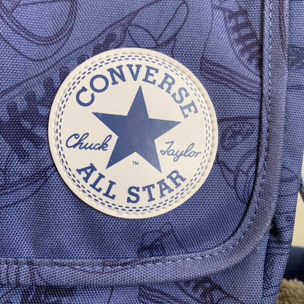Converse Shoulder Shoe Print Blue Navy Bag Adjustable Strap Used Condition - Picture 4 of 14
